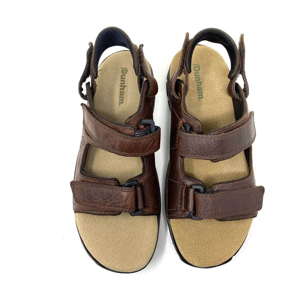 Dunham St. Johnsbury Men’s Leather Sandals Brown New in Box Removable Backstrap